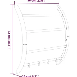 vidaXL Toallero con ganchos aluminio plateado 56x16x72 cm Discount