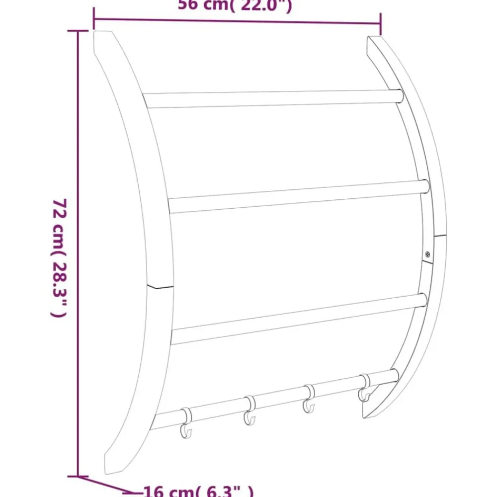 vidaXL Toallero con ganchos aluminio plateado 56x16x72 cm Discount