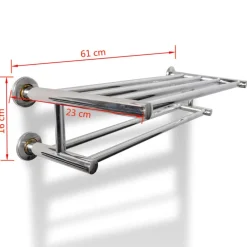 vidaXL Accesorios Para El Baño-Toallero de acero inoxidable 6 tubos