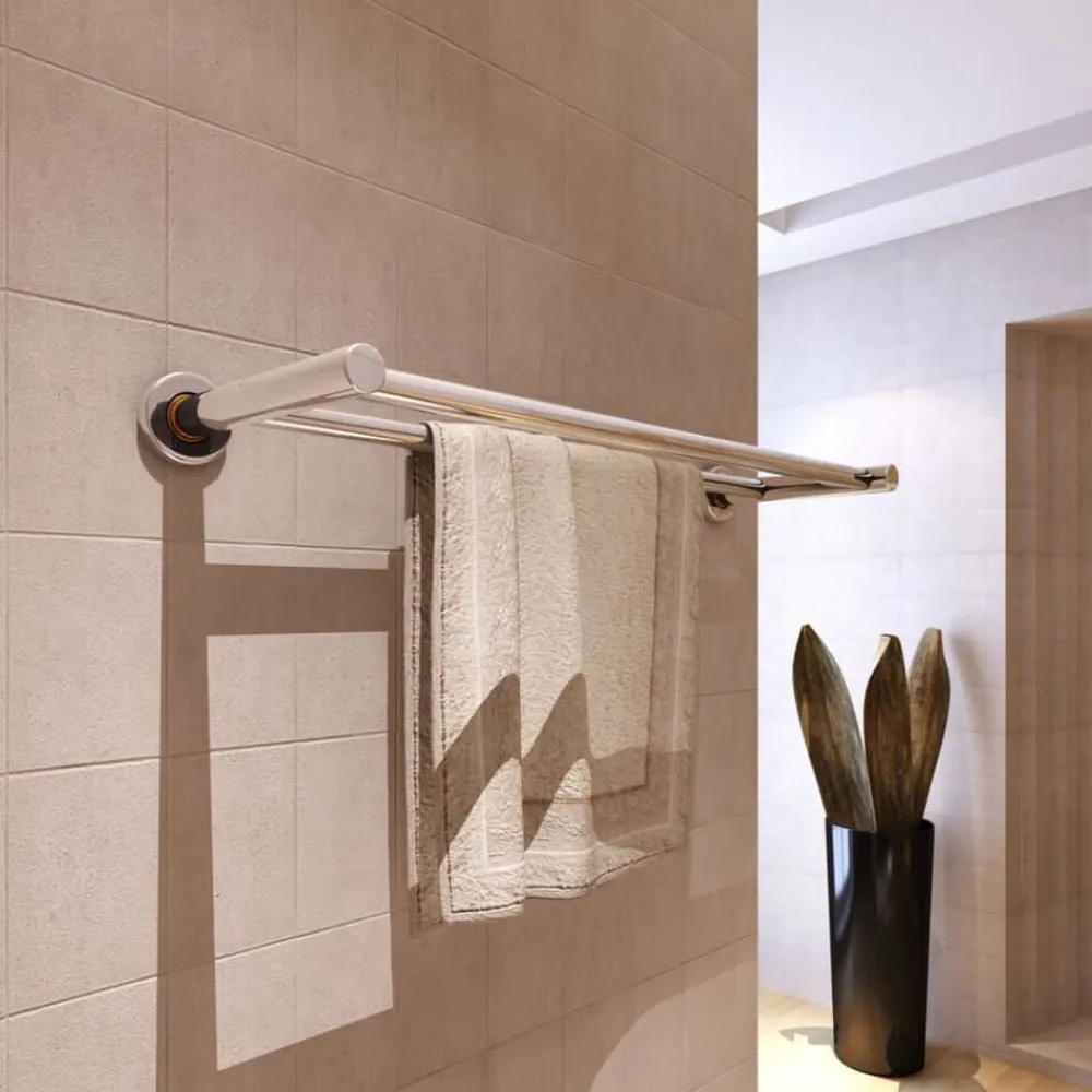 vidaXL Accesorios Para El Baño-Toallero de acero inoxidable 2 tubos