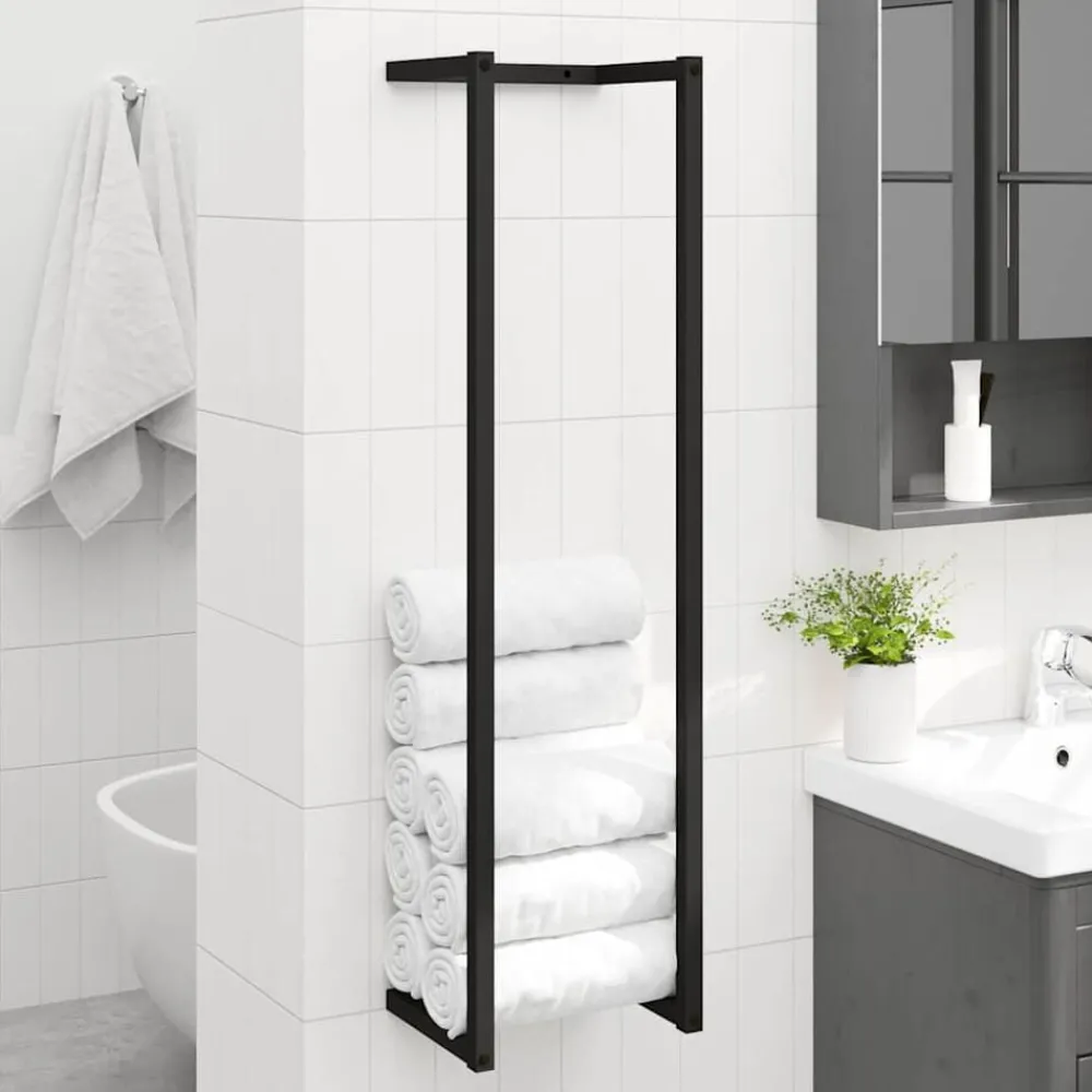 vidaXL Toallero de hierro 25x20x95 cm Negro Hot
