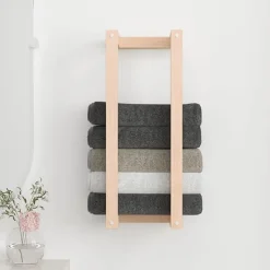 vidaXL Accesorios Para El Baño-Toallero de madera maciza de pino 23x18x60 cm