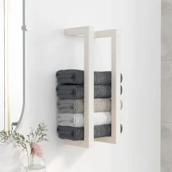 vidaXL Accesorios Para El Baño-Toallero de madera maciza de pino 23x18x60 cm