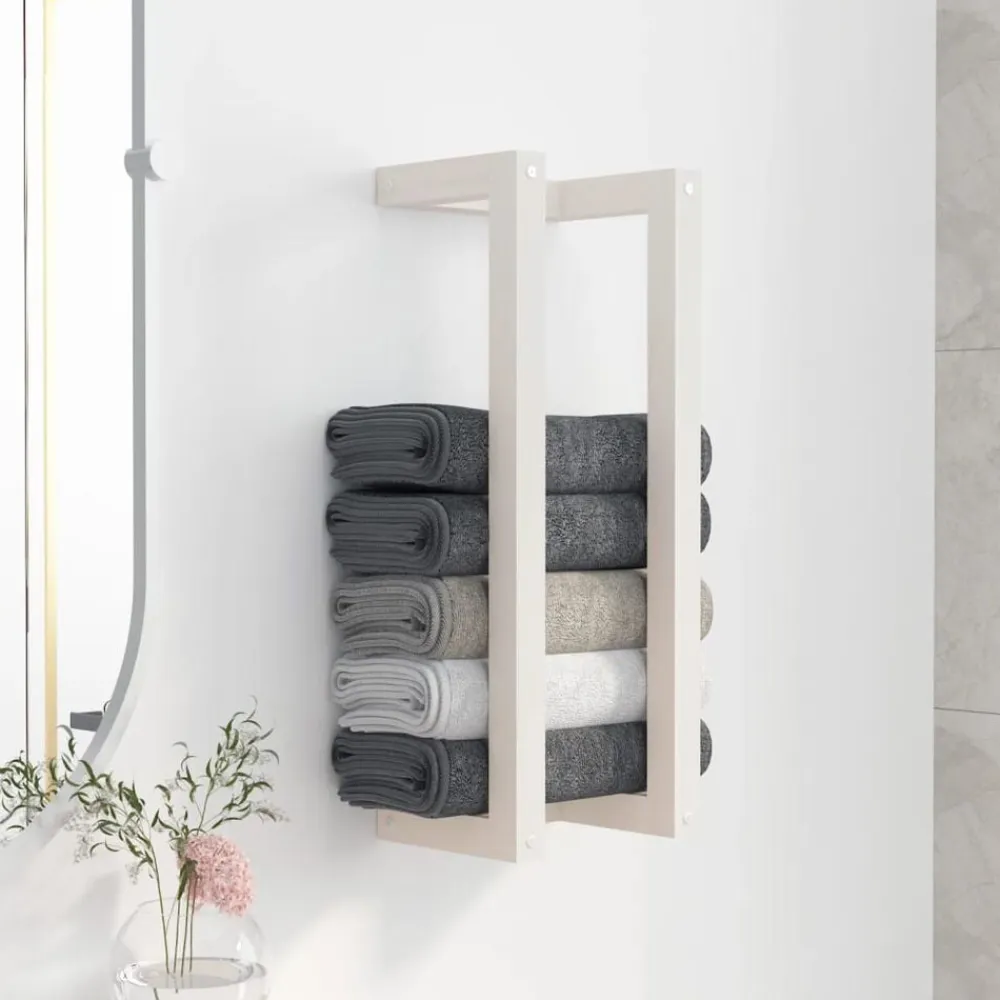 vidaXL Accesorios Para El Baño-Toallero de madera maciza de pino 23x18x60 cm