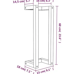vidaXL Accesorios Para El Baño-Toallero de madera maciza de pino 23x18x60 cm