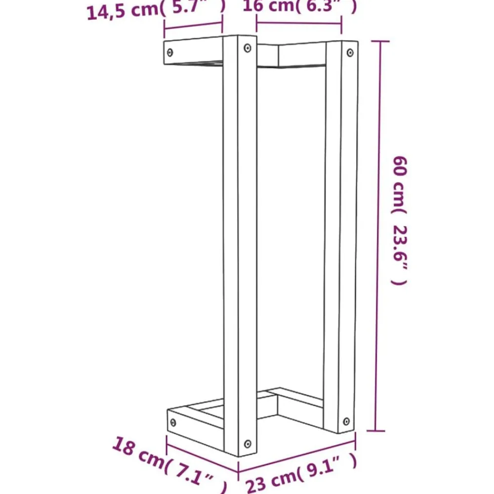vidaXL Accesorios Para El Baño-Toallero de madera maciza de pino 23x18x60 cm