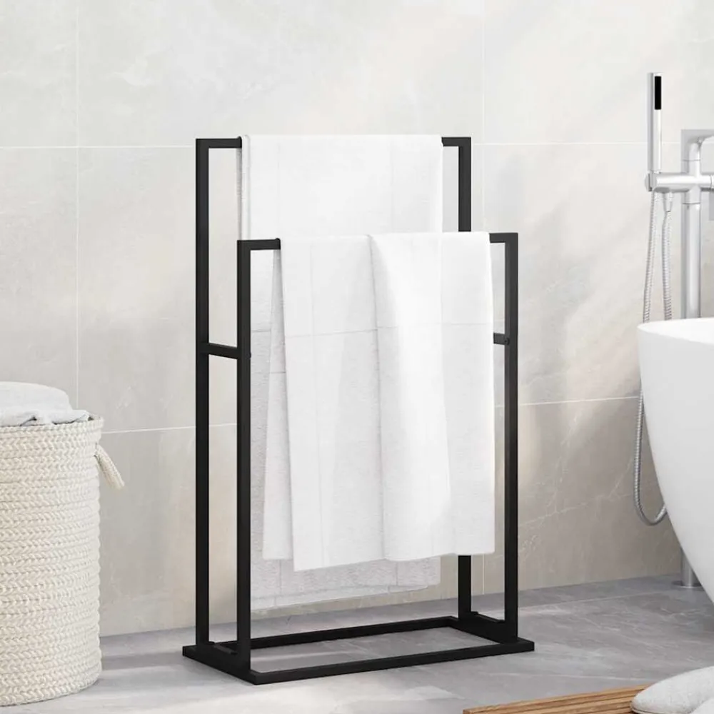 vidaXL Toallero de pie de hierro 48x24x78,5 cm Negro Clearance