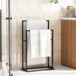 vidaXL Toallero de pie de hierro 48x24x78,5 cm Negro Clearance