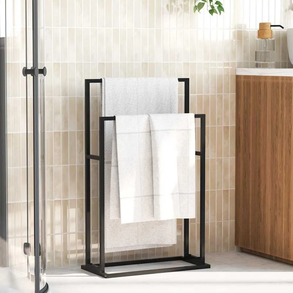 vidaXL Toallero de pie de hierro 48x24x78,5 cm Negro Clearance
