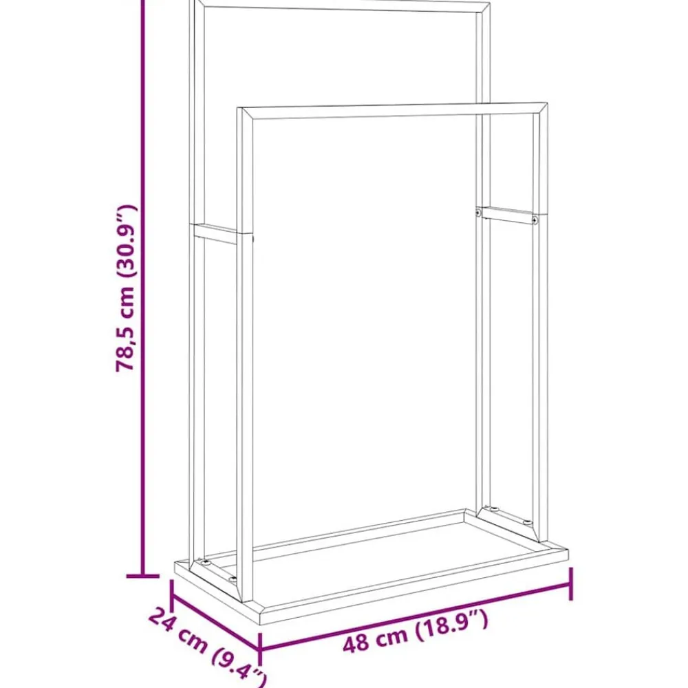 vidaXL Toallero de pie de hierro 48x24x78,5 cm Negro Clearance