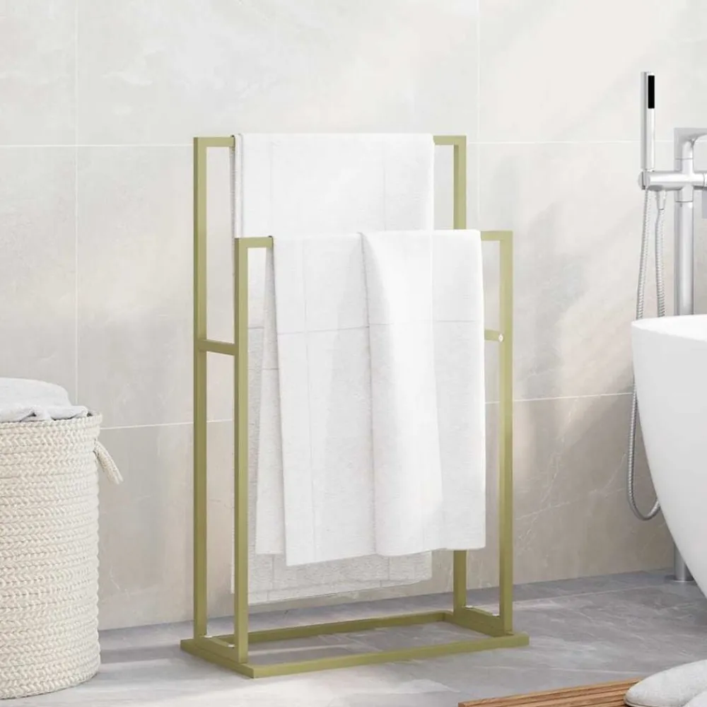 vidaXL Toallero de pie de hierro 48x24x78,5 cm Dorado Sale