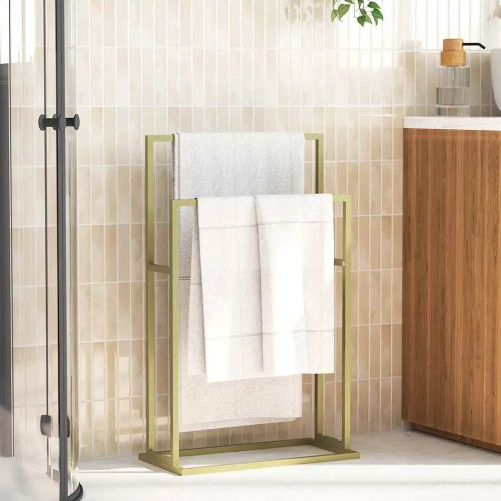 vidaXL Toallero de pie de hierro 48x24x78,5 cm Dorado Sale