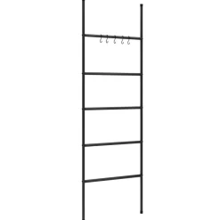 vidaXL Accesorios Para El Baño-Toallero Escalera con 5 Niveles Negro 58x175 cm Hierro