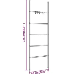 vidaXL Accesorios Para El Baño-Toallero Escalera con 5 Niveles Negro 58x175 cm Hierro