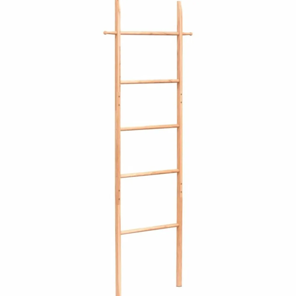 vidaXL Herramientas-Toallero escalera madera maciza de nogal 170 cm