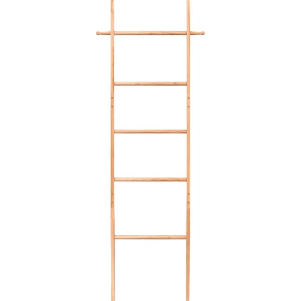 vidaXL Herramientas-Toallero escalera madera maciza de nogal 170 cm