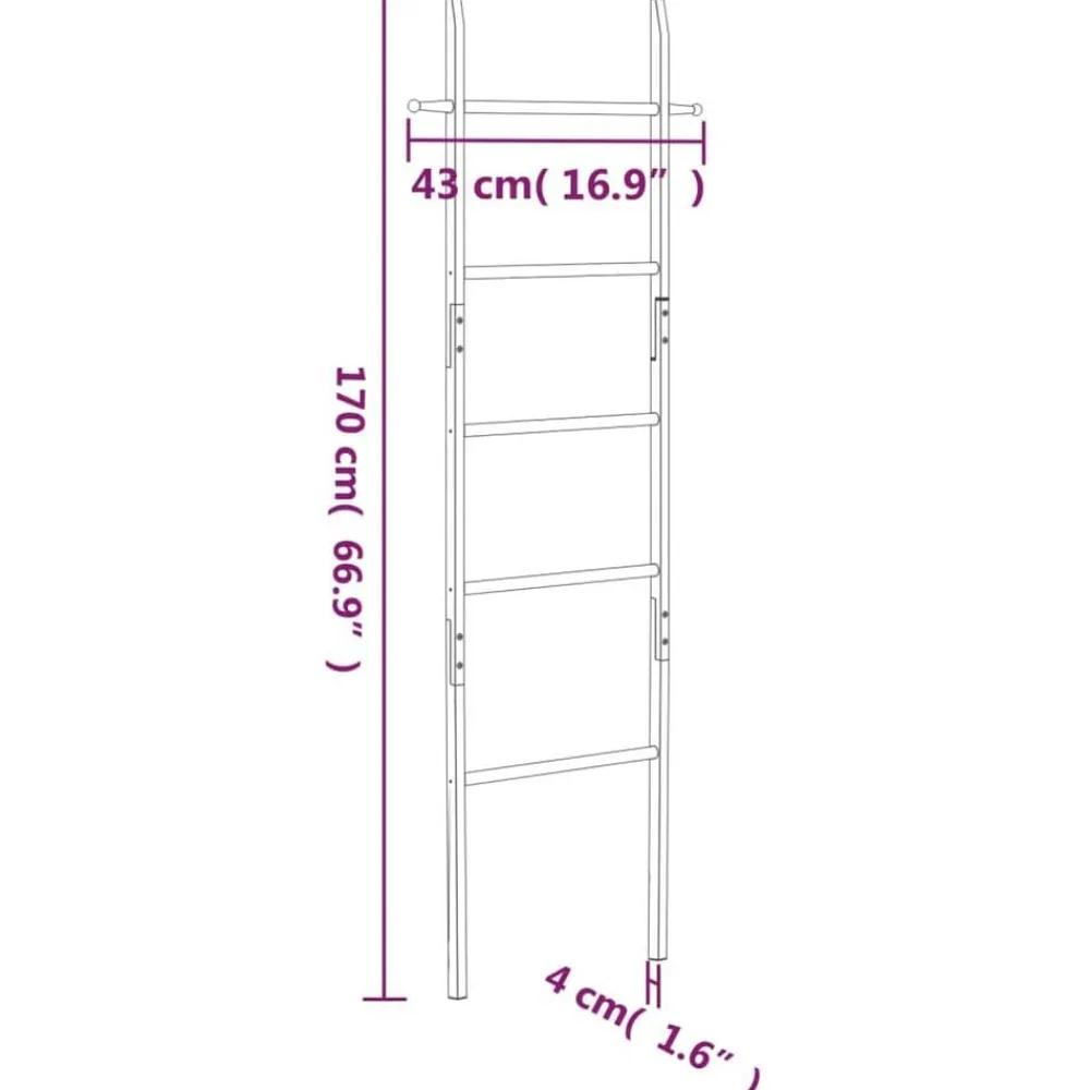vidaXL Herramientas-Toallero escalera madera maciza de nogal 170 cm