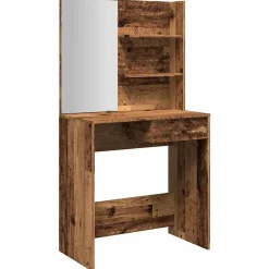 vidaXL Mesas-Tocador con espejo envejecida 74,5x40x141 cm