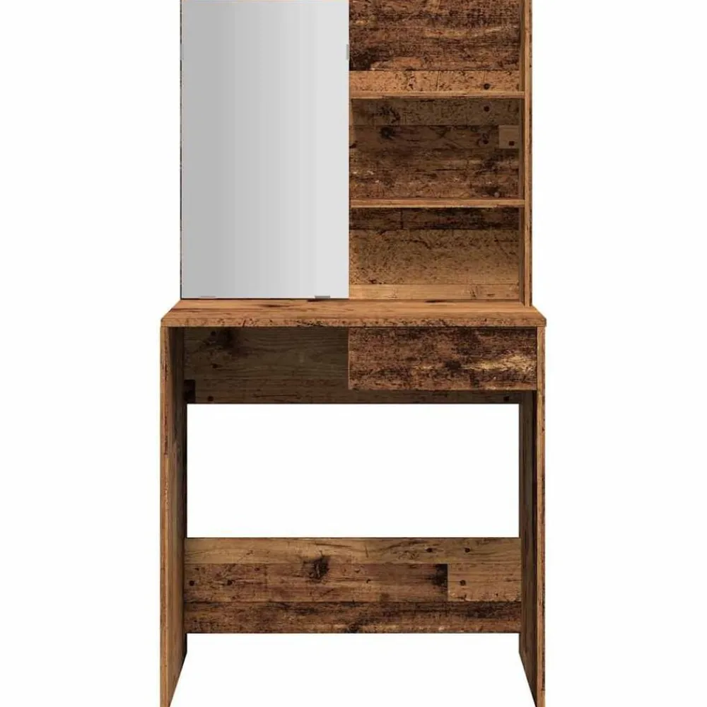 vidaXL Mesas-Tocador con espejo envejecida 74,5x40x141 cm