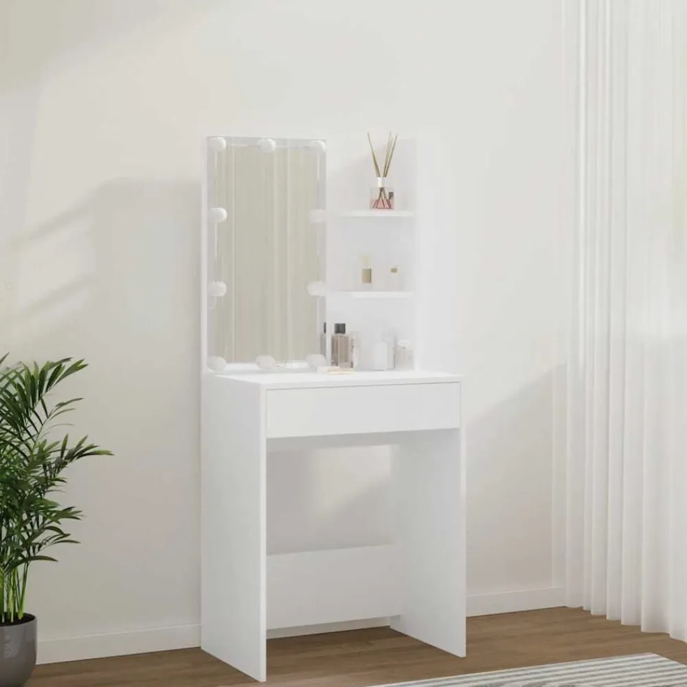 vidaXL Tocador con LED 60x40x140 cm Blanco Clearance