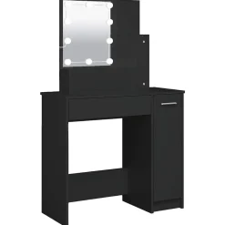 vidaXL Tocador con LED 86,5x35x136 cm Negro Clearance