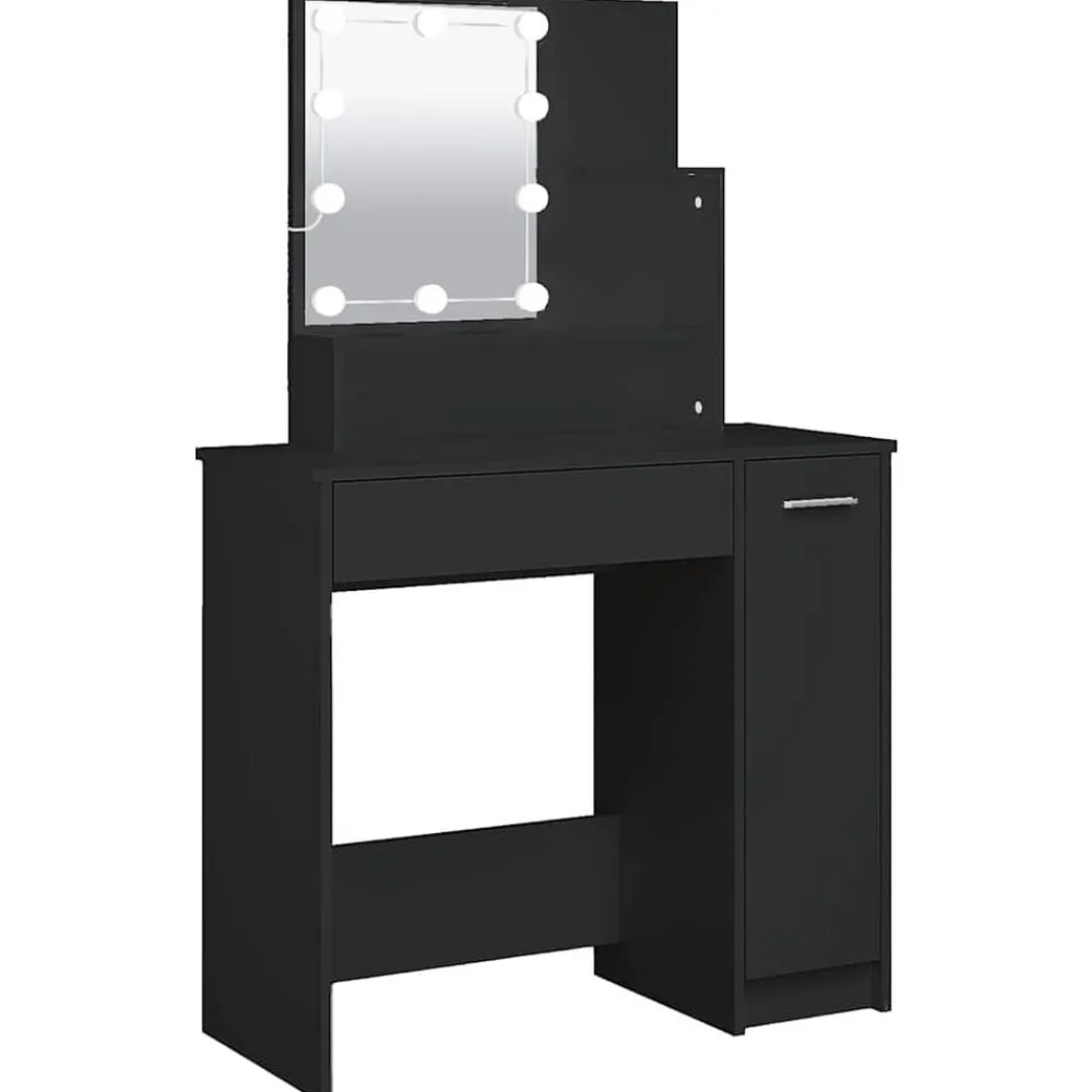 vidaXL Tocador con LED 86,5x35x136 cm Negro Clearance