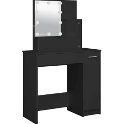 vidaXL Tocador con LED 86,5x35x136 cm Negro Clearance