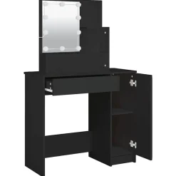vidaXL Tocador con LED 86,5x35x136 cm Negro Clearance