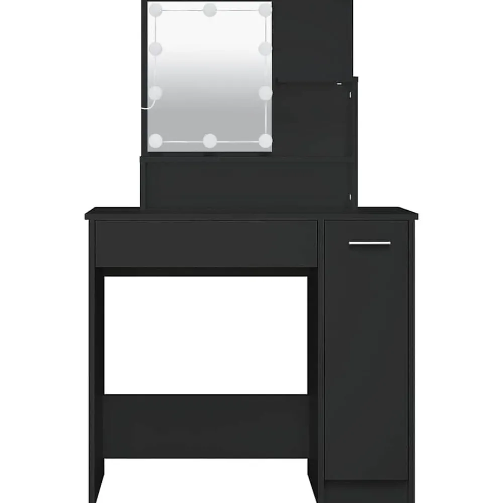 vidaXL Tocador con LED 86,5x35x136 cm Negro Clearance