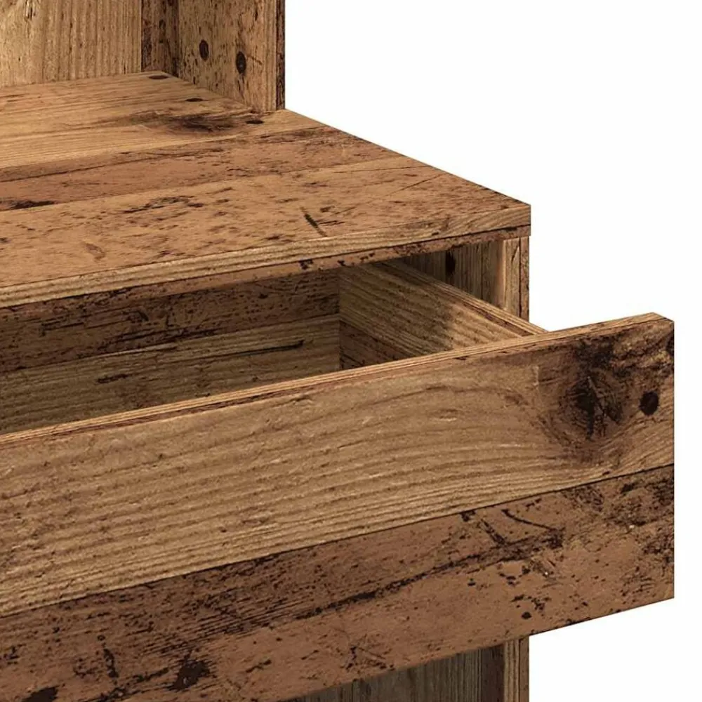 vidaXL Mesas-Tocador con luces LED madera envejecida 60x40x140 cm