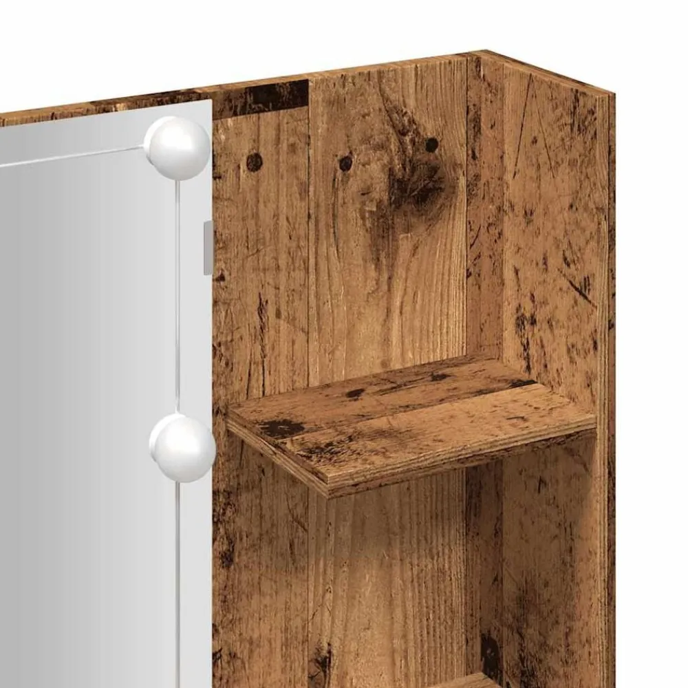 vidaXL Mesas-Tocador con luces LED madera envejecida 60x40x140 cm