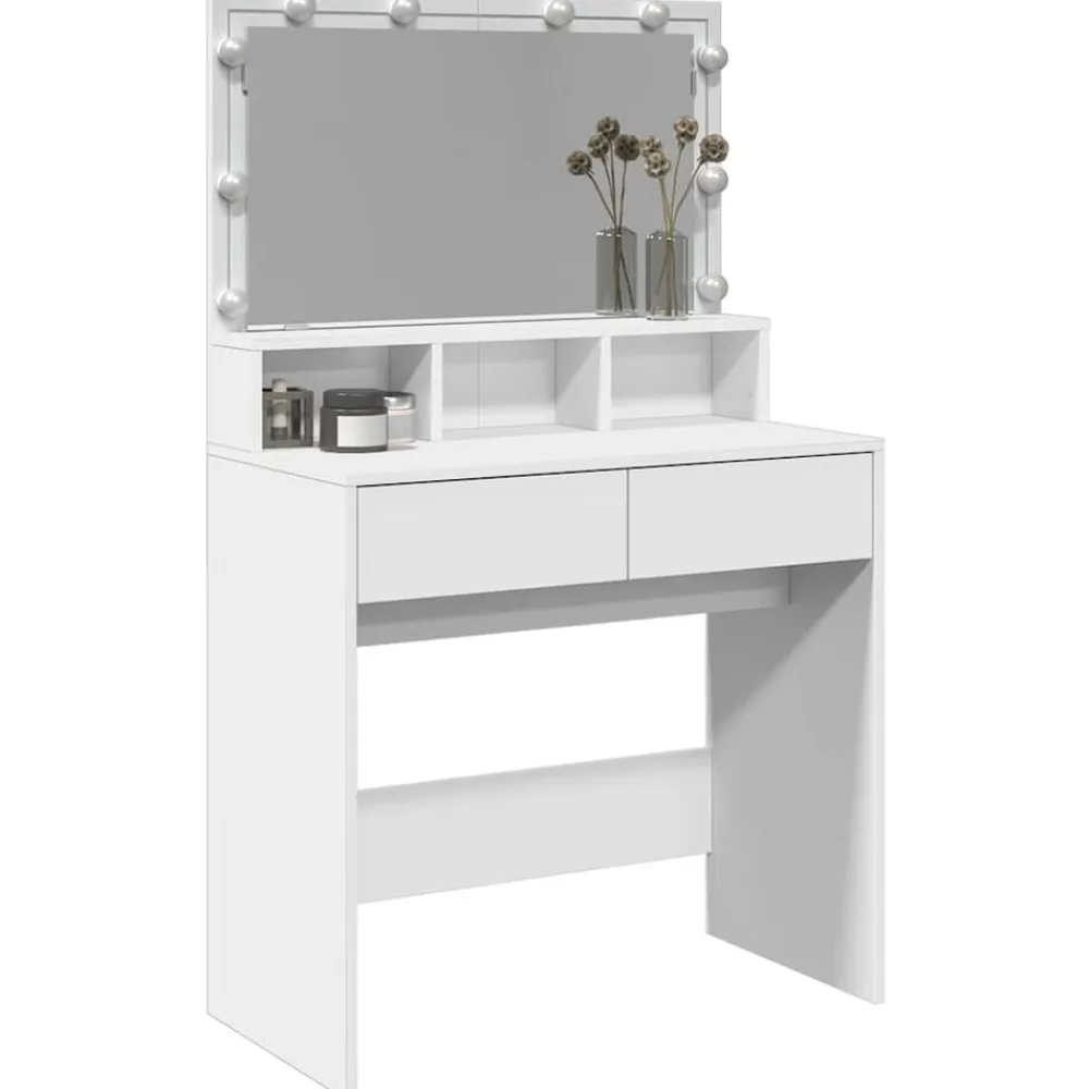 vidaXL Tocador con luces LED 80x41x134,5 cm Blanco Hot