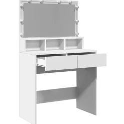 vidaXL Tocador con luces LED 80x41x134,5 cm Blanco Hot