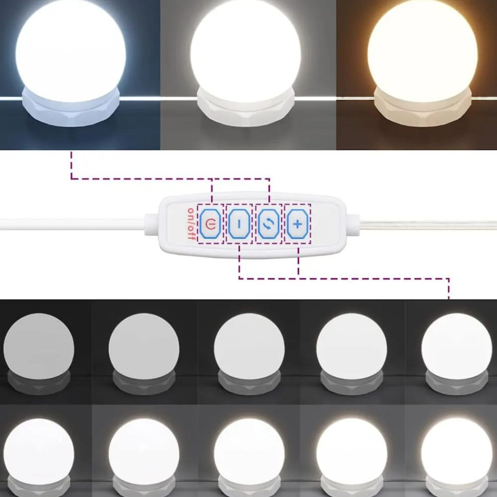 vidaXL Armarios Y Almacenamiento-Tocador con luces LED 96x40x142 cm