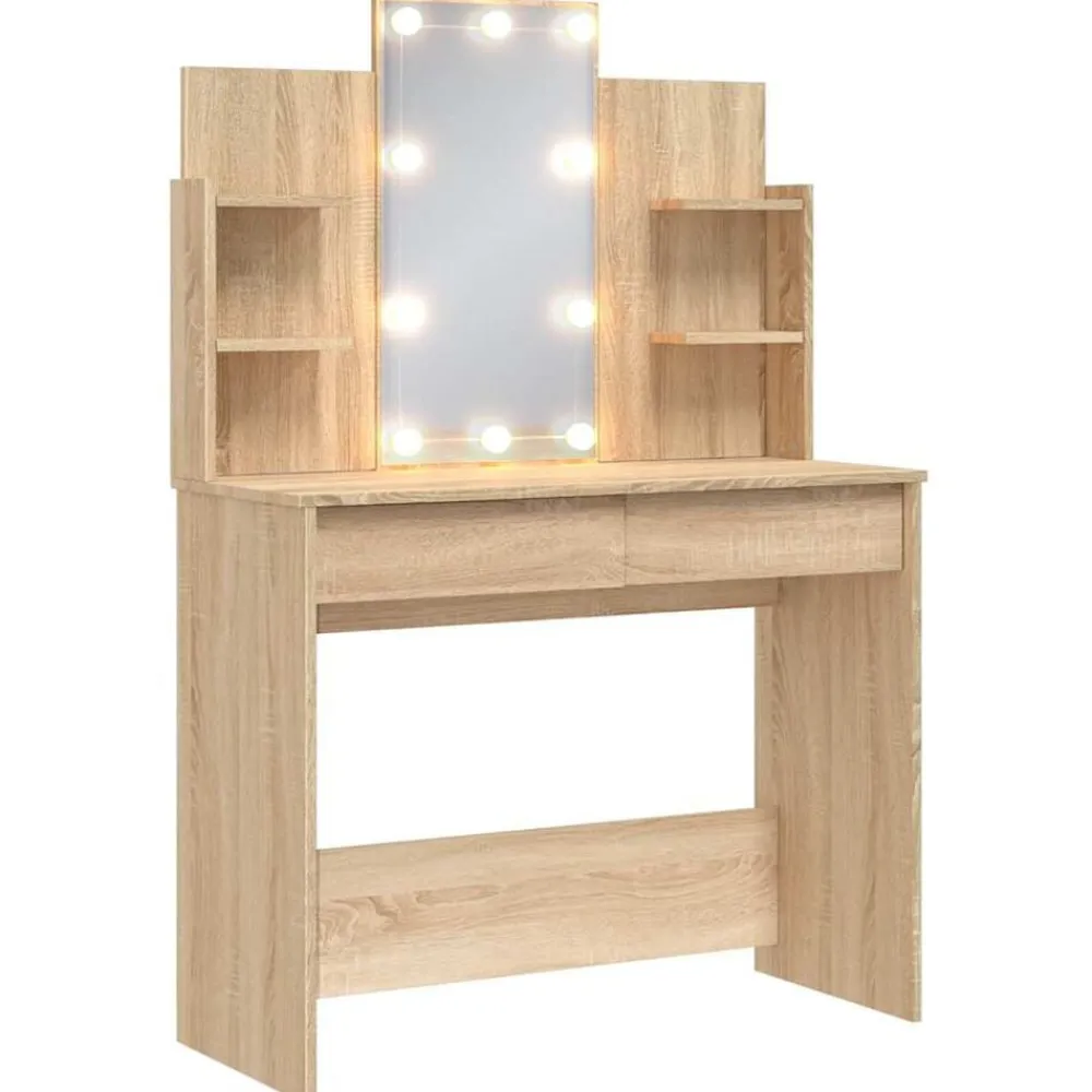 vidaXL Armarios Y Almacenamiento-Tocador con luces LED 96x40x142 cm