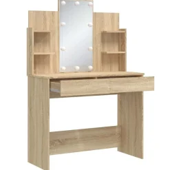 vidaXL Armarios Y Almacenamiento-Tocador con luces LED 96x40x142 cm