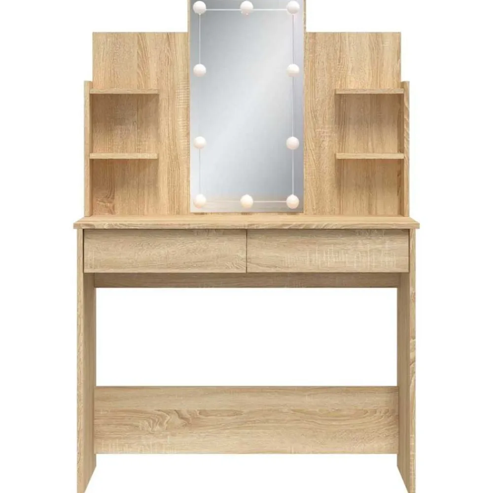 vidaXL Armarios Y Almacenamiento-Tocador con luces LED 96x40x142 cm