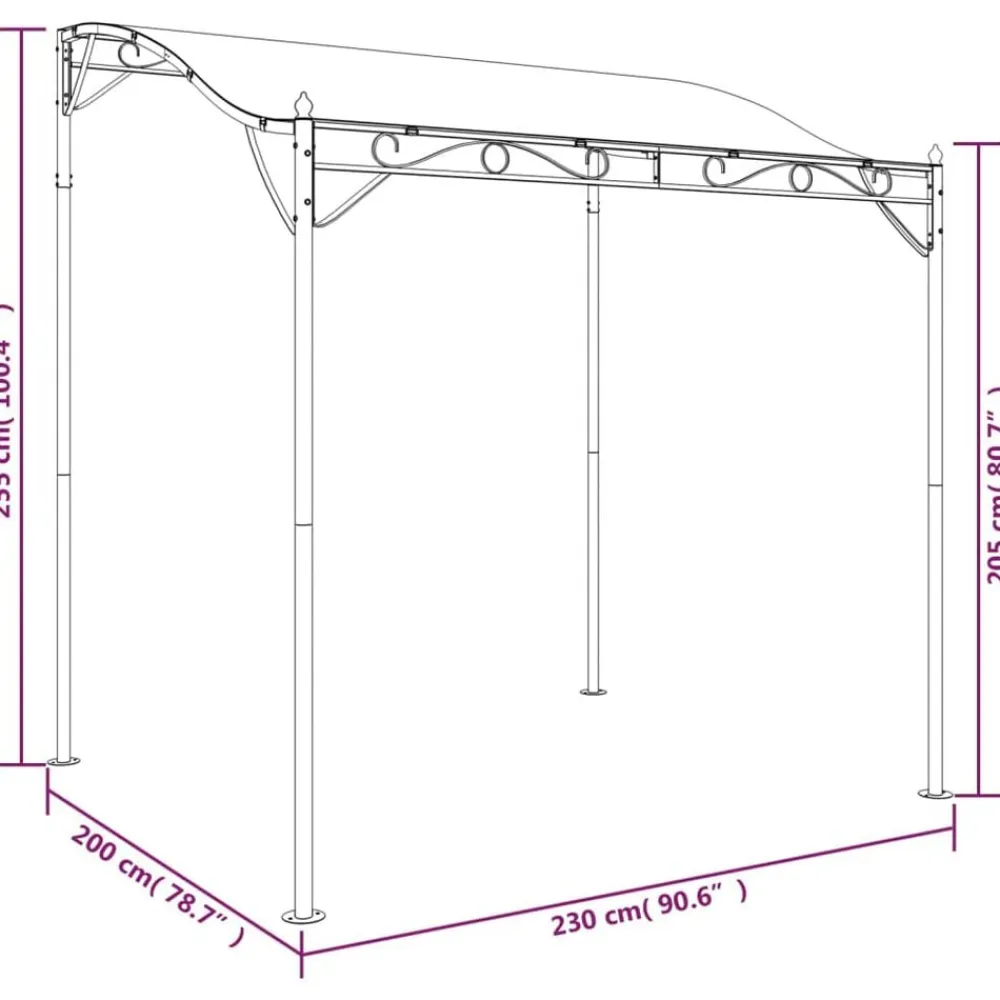 vidaXL Jardín-Toldo acero y tela color 2x2,3 m 180 g/m²