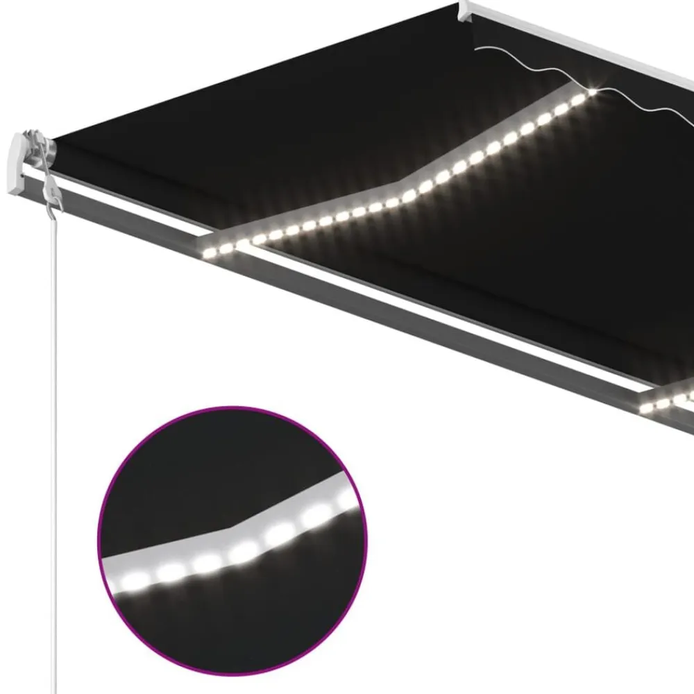 vidaXL Toldo automático LED sensor de viento gris 300x250 cm Antracita New
