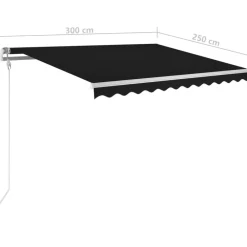 vidaXL Toldo automático LED sensor de viento gris 300x250 cm Antracita New