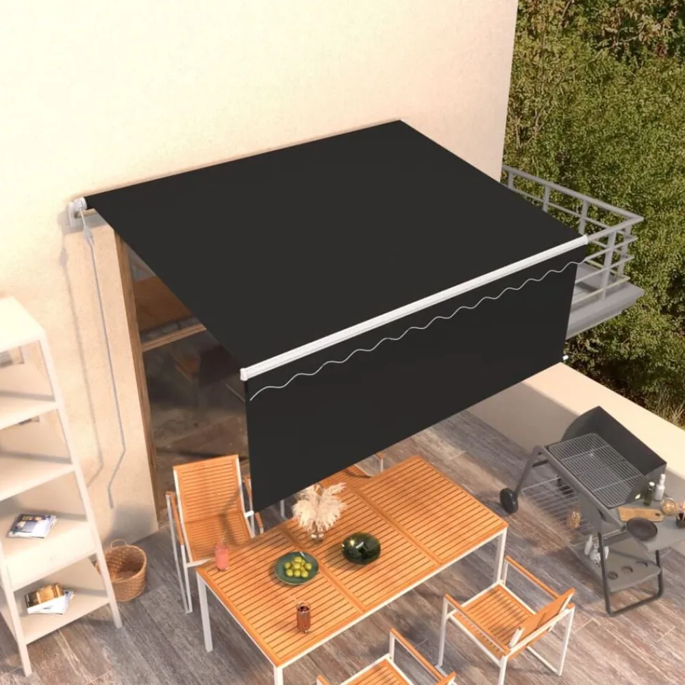 vidaXL Toldo automático retráctil con persiana gris 3x2,5m Antracita Outlet