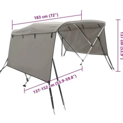 vidaXL Toldo bimini 3 arcos con paredes laterales 183x(137-152)x137 cm Gris antracita Best