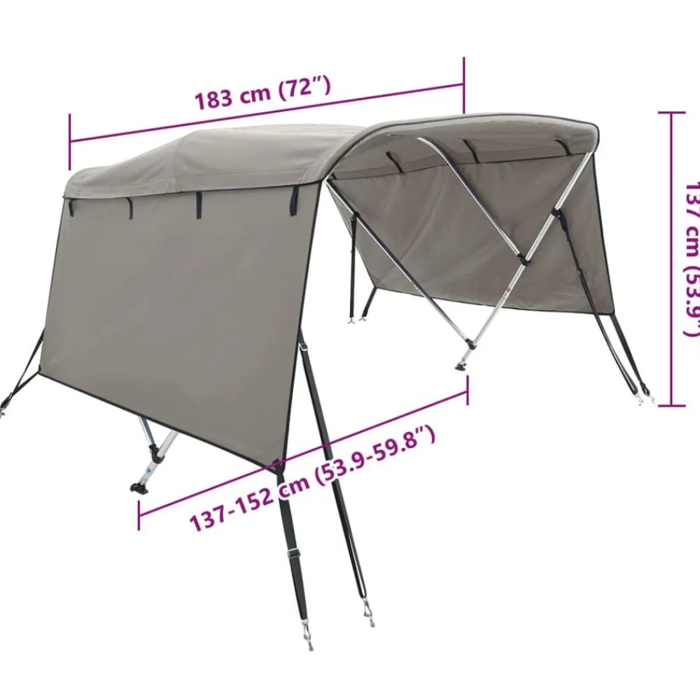 vidaXL Toldo bimini 3 arcos con paredes laterales 183x(137-152)x137 cm Gris antracita Best