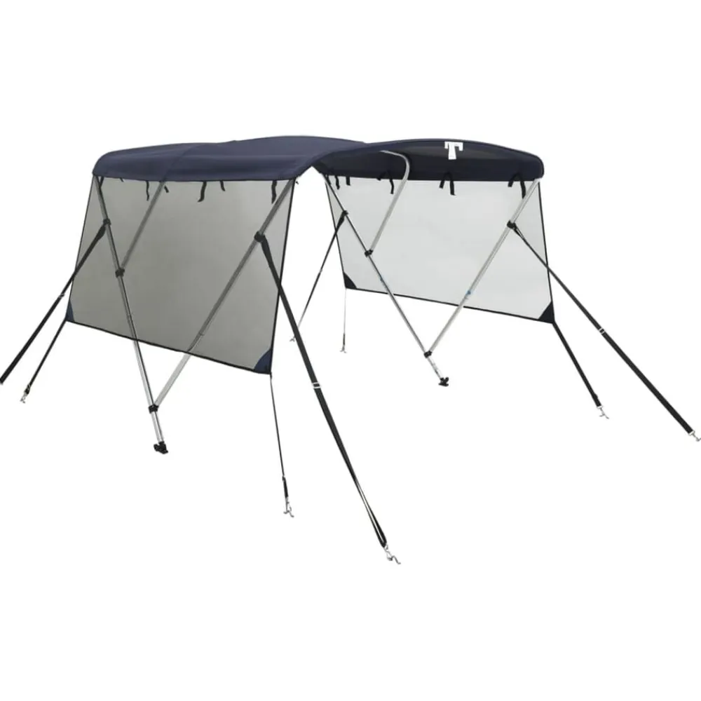 vidaXL Toldo bimini 3 arcos con paredes laterales de malla Azul y negro