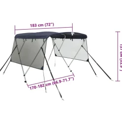 vidaXL Toldo bimini 3 arcos con paredes laterales de malla Azul y negro