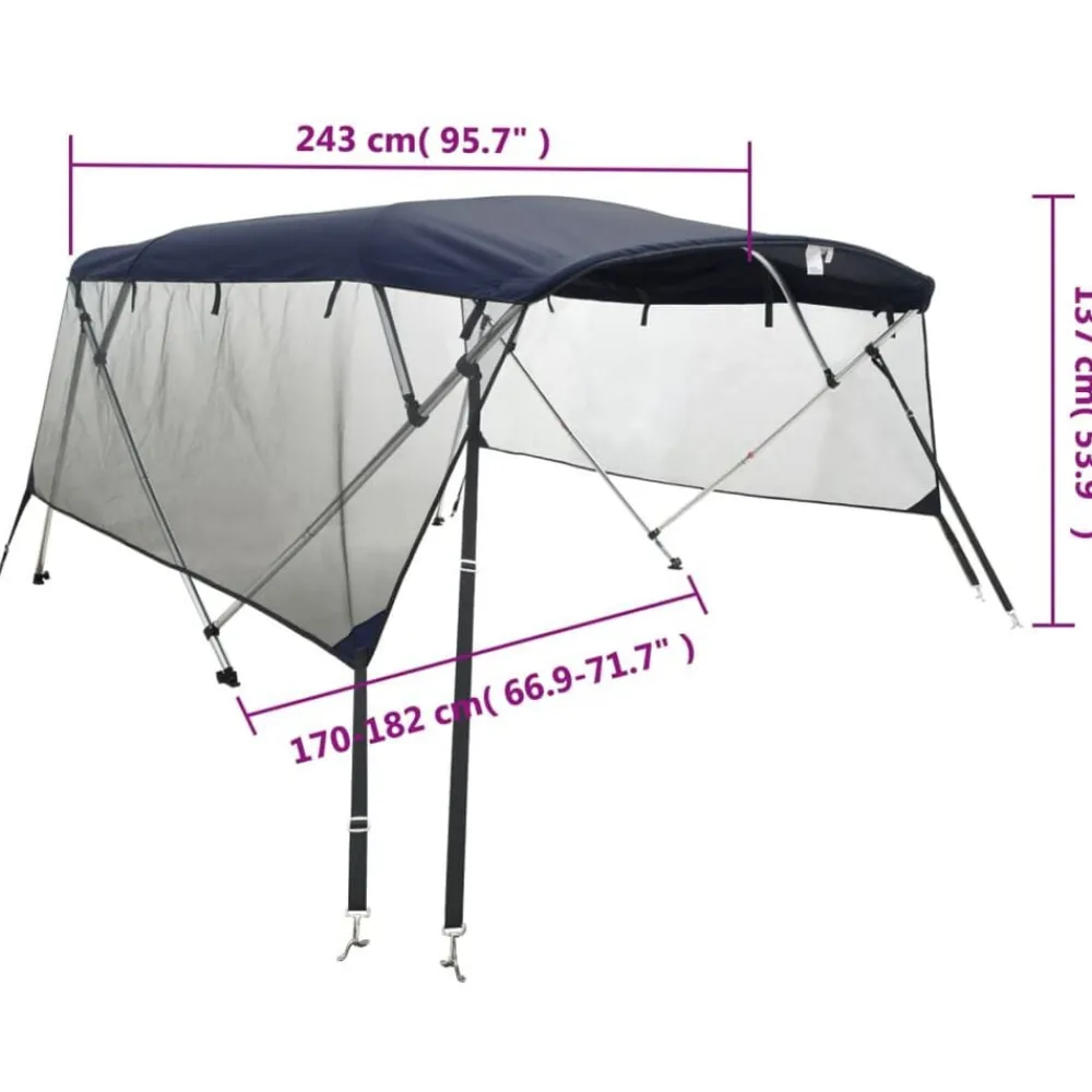 vidaXL Piezas Y Accesorios Para Vehículos-Toldo bimini 4 arcos con paredes laterales de malla