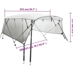 vidaXL Piezas Y Accesorios Para Vehículos-Toldo bimini 4 arcos con paredes laterales de malla