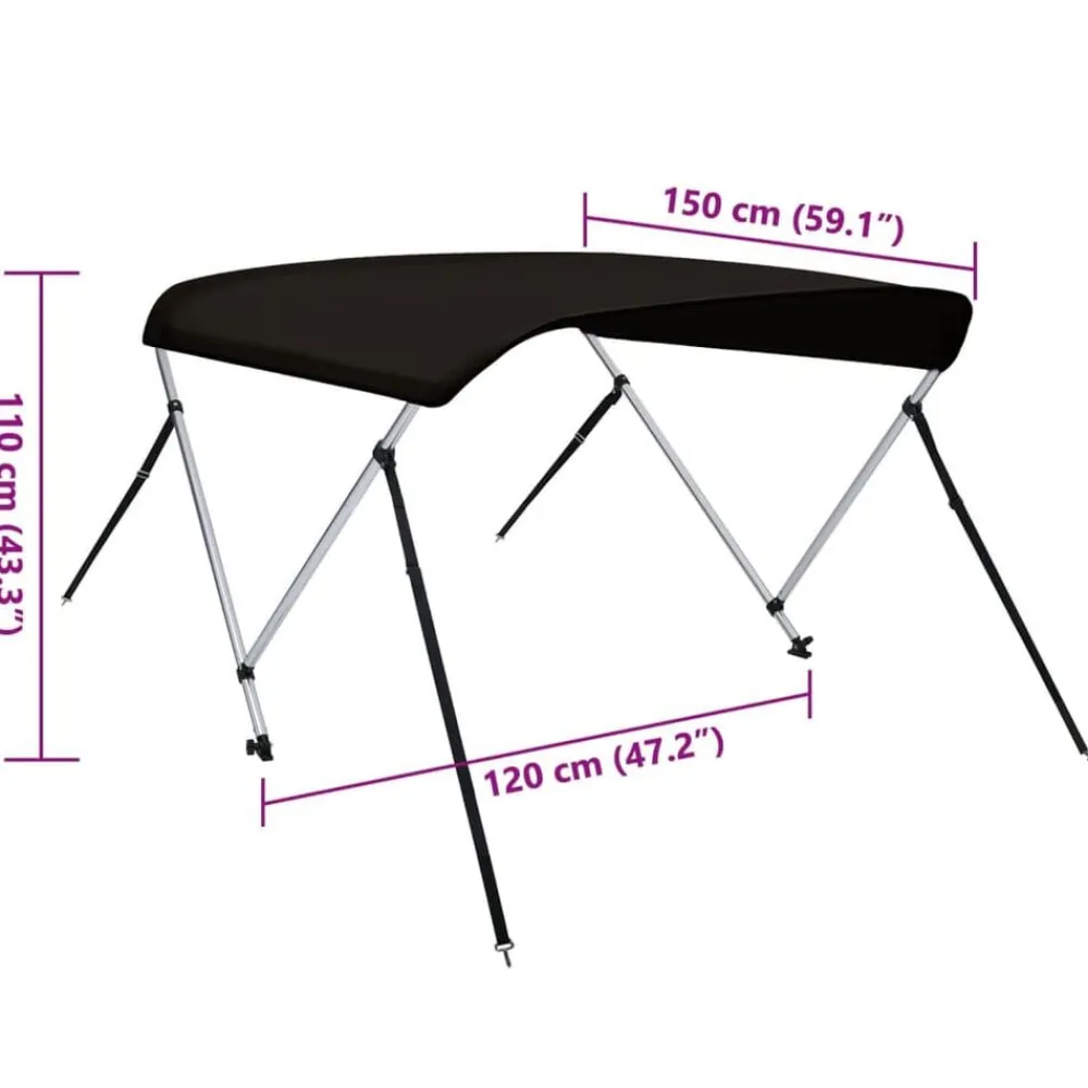 vidaXL Piezas Y Accesorios Para Vehículos-Toldo bimini de 2 arcos 150x120x110 cm