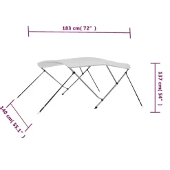 vidaXL Piezas Y Accesorios Para Vehículos-Toldo Bimini de 3 arcos 183x140x137 cm