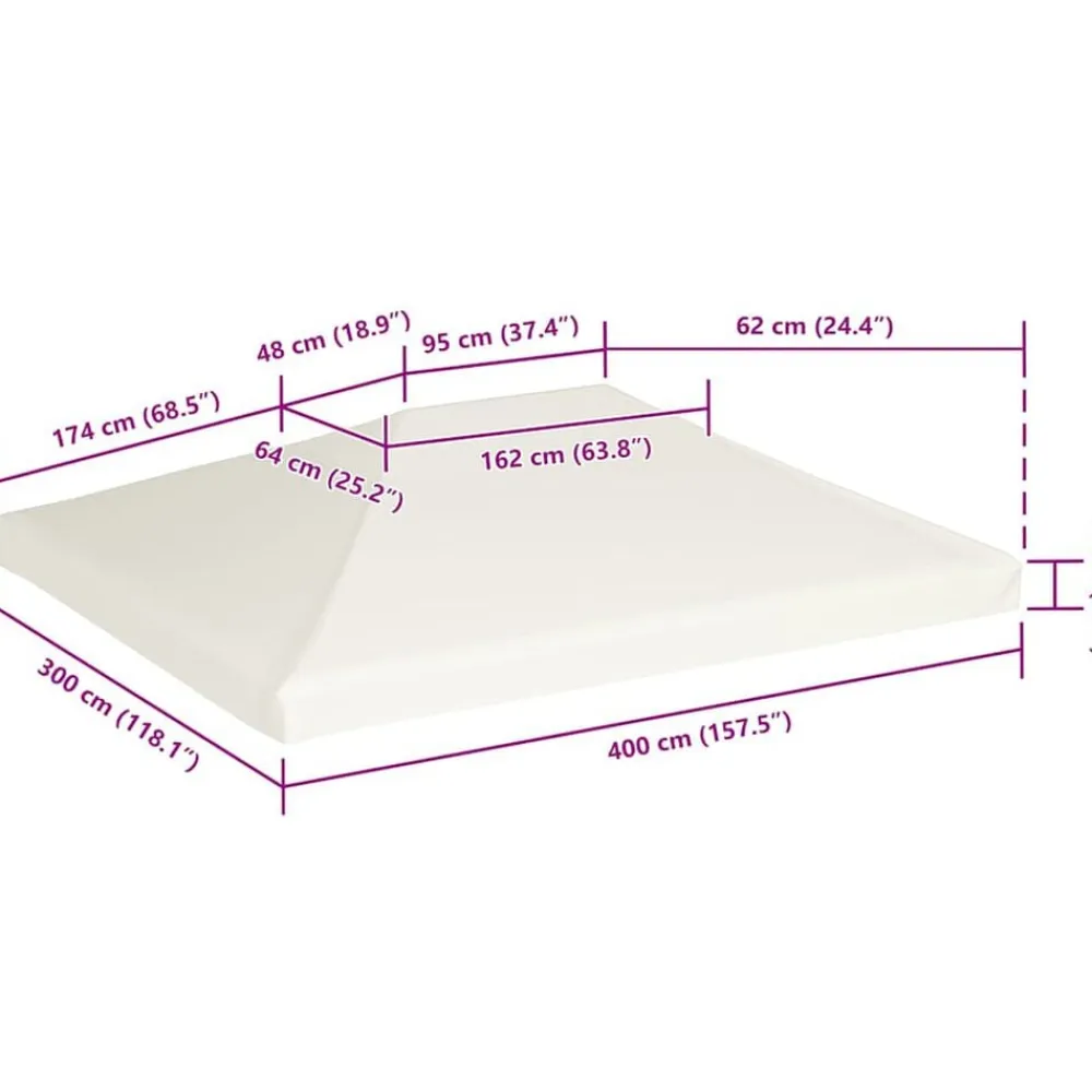 vidaXL Toldo de cenador 310 g/m² 4x3 m crema Blanco Sale